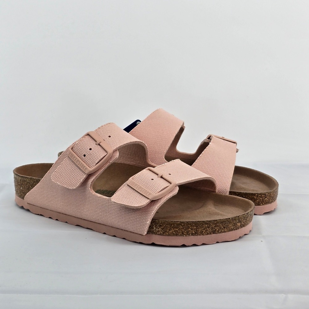 Birkenstock Arizona Vegan Light Pink Canvas Two Strap Sandals 39 L8 M6 NWOB